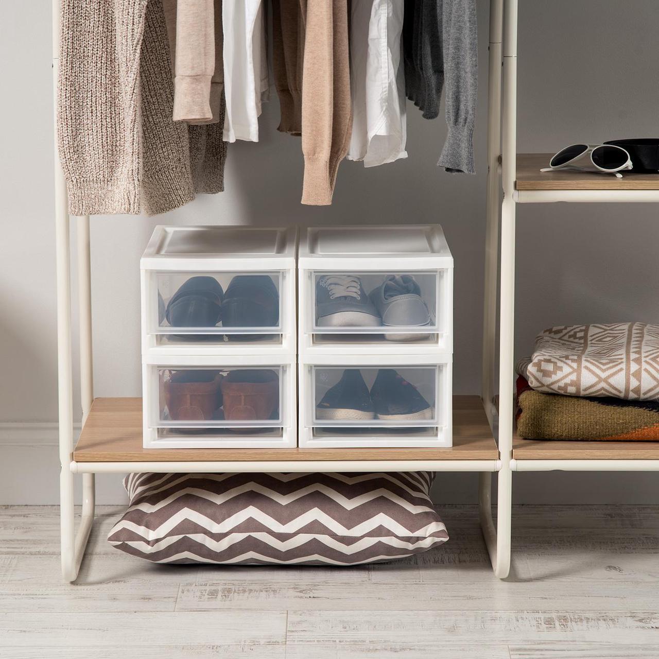 Alt view image 4 of 4 - IRIS USA 6 Qt. Small Plastic Stacking Drawer, 4 Pack, Stackable Storage Organizer Unit with Sliding Drawer for Bedroom Kitchen Under Sink Pantry Craft Room Dorm Office, White