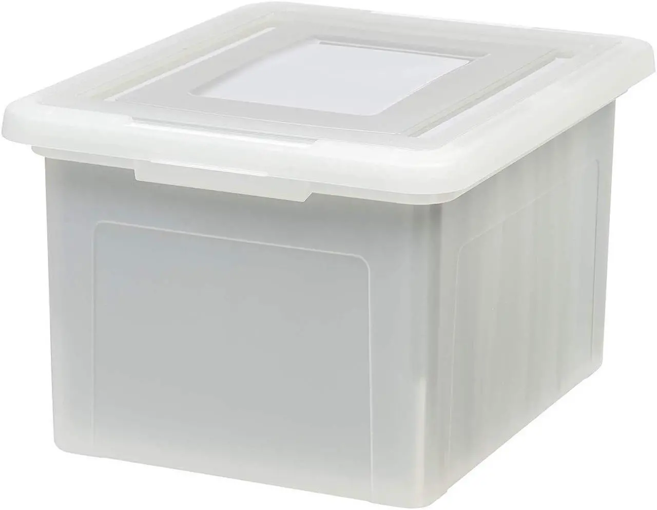 Main image of IRIS USA File Box File Organizer Plastic File Box for Letter/Legal File, BPA-Free Plastic Storage Bin Tote Organizer with Durable and Secure Latching Lid, Stackable and Nestable, Pearl 35 Qt. 4Pack