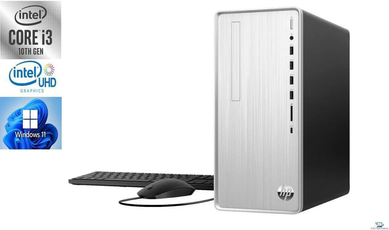 Main image of HP Pavilion Desktop, 10th Gen Intel Core i3-10100 Quad Core Processor,8GB DDR4 RAM,512GB SSD,Intel UHD Graphics,Wifi-AC,BlueTooth, Dual Monitor Capable, Windows 11 Pro