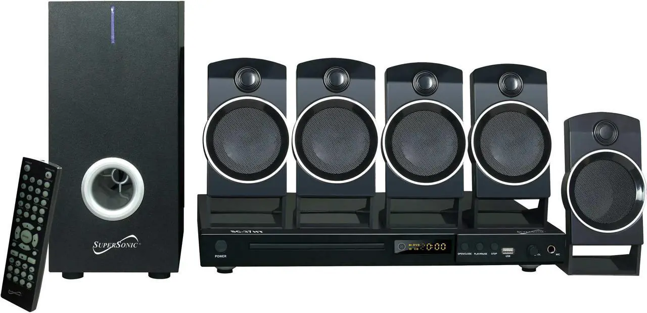 Alt view image 9 of 15 - SUPERSONIC SC-37HT 5.1 Channel Dvd Home Theater System With USB Input & Karaoke Function