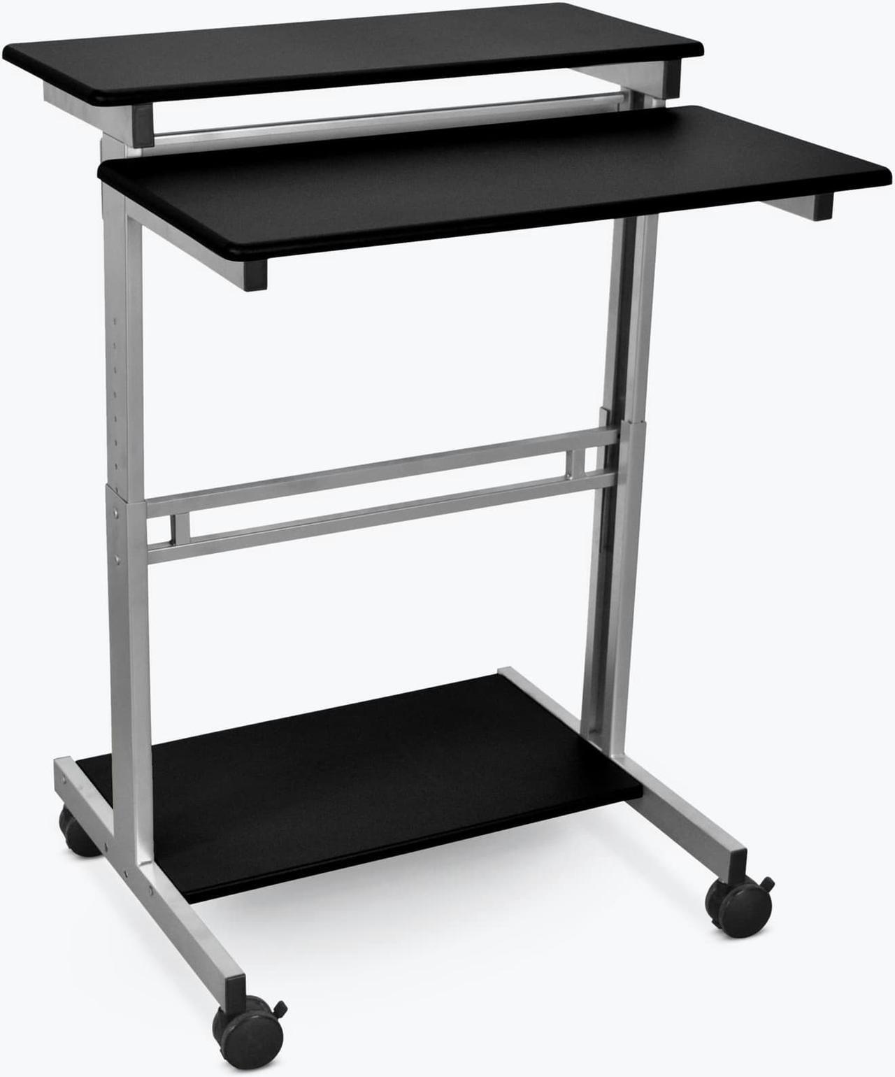 Alt view image 8 of 12 - Luxor 31.5"W Mobile Computer Workstation Cart Desk with Keyboard Tray (Grey/Black)