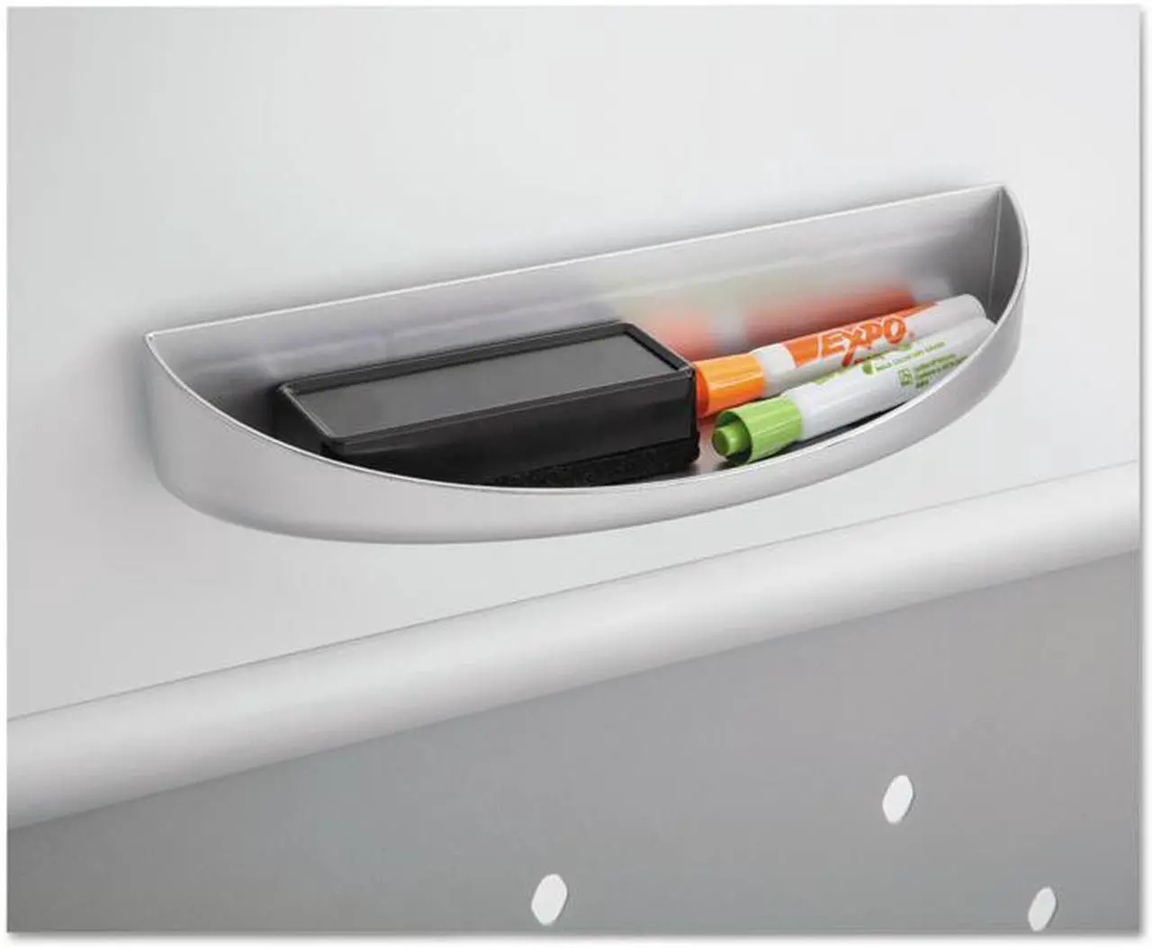 Alt view image 7 of 11 - Safco Rumba™ Whiteboard Screen Accessories Eraser Tray 12 1/4 x 2 1/4 Silver