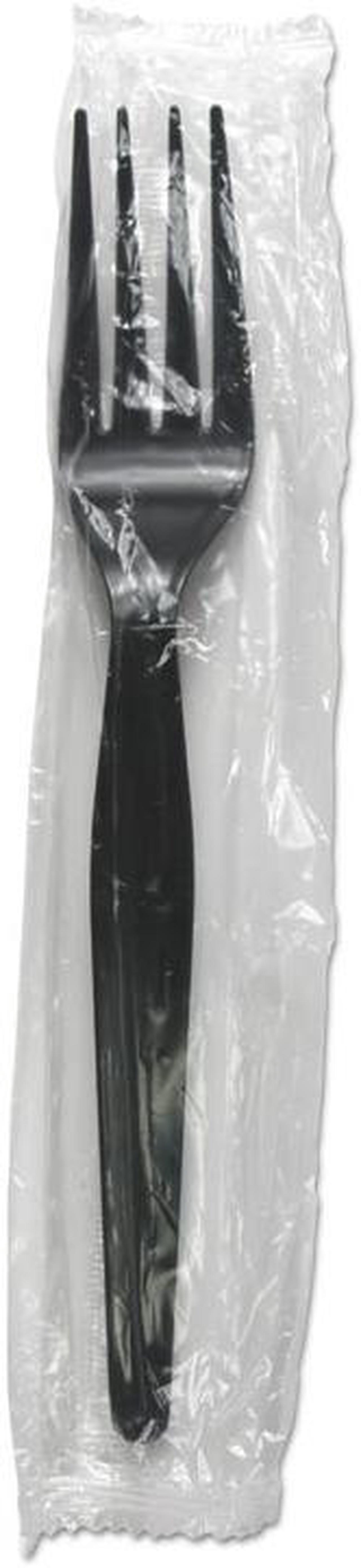 Alt view image 2 of 3 - Heavyweight Wrapped Polystyrene Cutlery, Fork, Black, 1,000/Carton FORKHWPSBIW