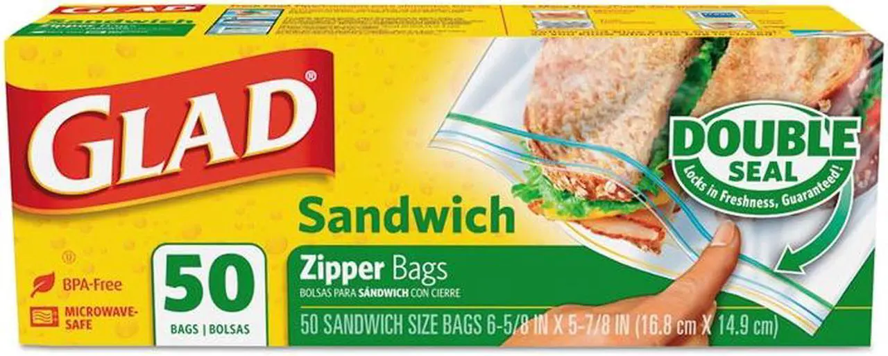 Main image of Glad CLO 57263 Sandwich Zipper Bags, 6.63" x 8.00", Clear, 600/Carton