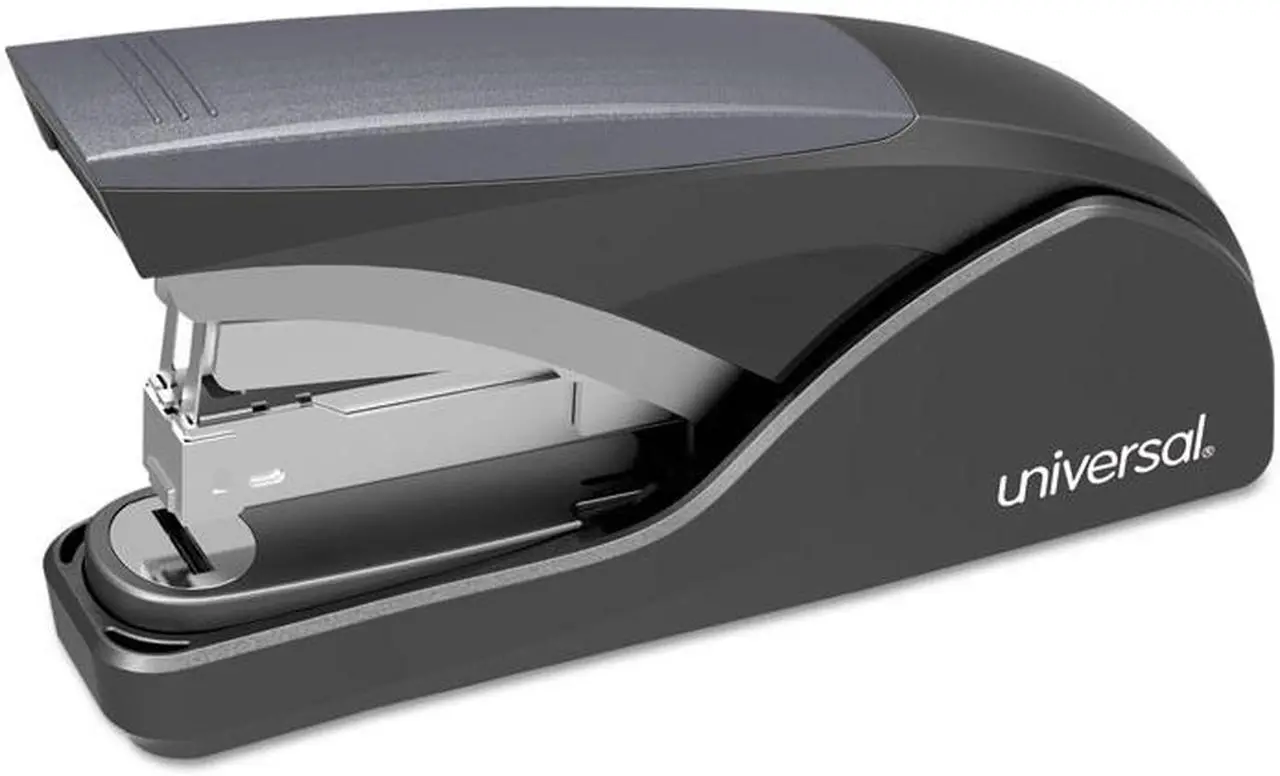 Alt view image 4 of 12 - Universal Deluxe Power Assist Flat-Clinch Full Strip Stapler 25 Sheet Capacity Black/Gray 43040