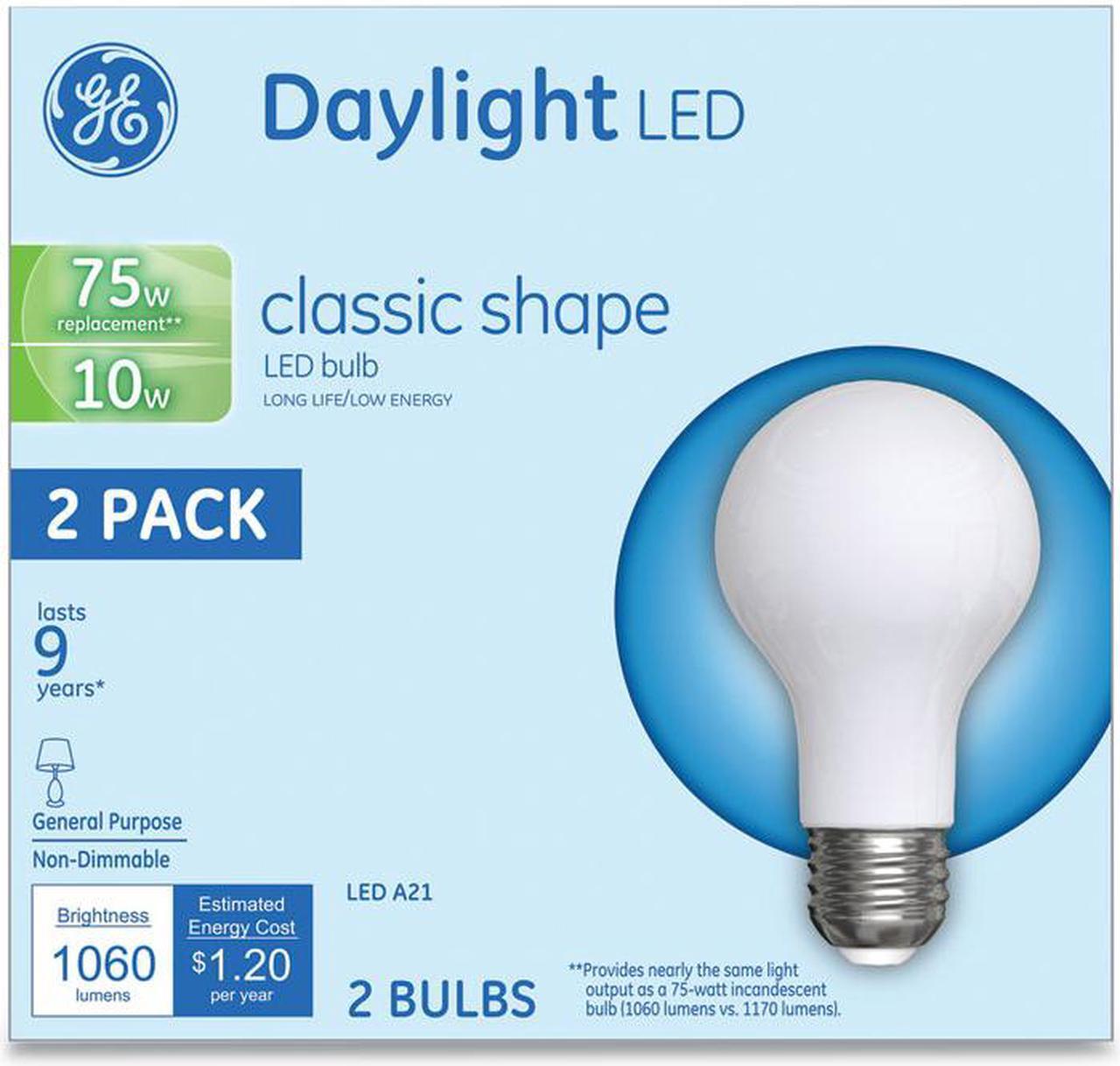 Alt view image 4 of 10 - GE LED Classic Daylight A21 Light Bulb 10 W 2/Pack 31181