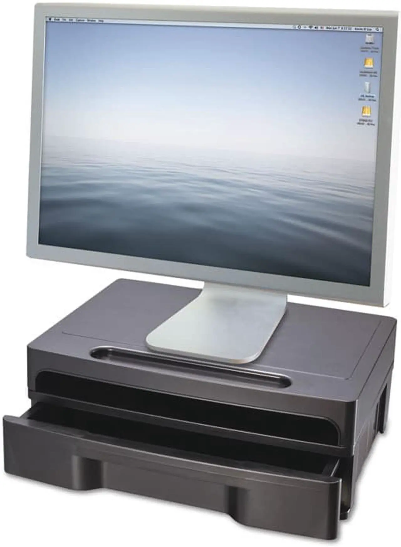 Alt view image 10 of 20 - Officemate Monitor Stand with Drawer 13 1/8 x 9 7/8 x 5 Black 22502