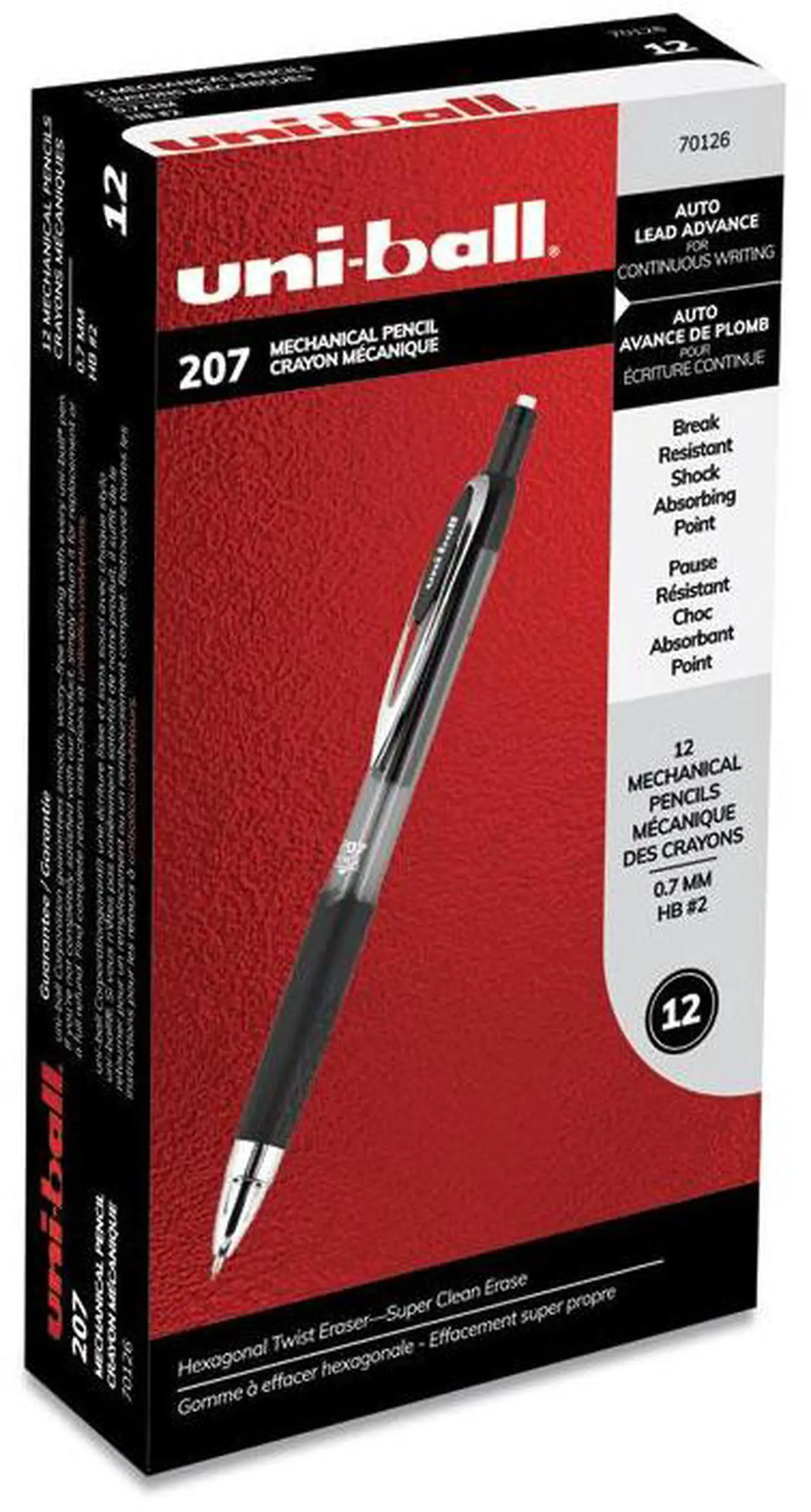 Alt view image 2 of 10 - Uni-ball 207 Mechanical Pencil, 0.7 mm, HB (#2), Black Lead, Blue Barrel, Dozen