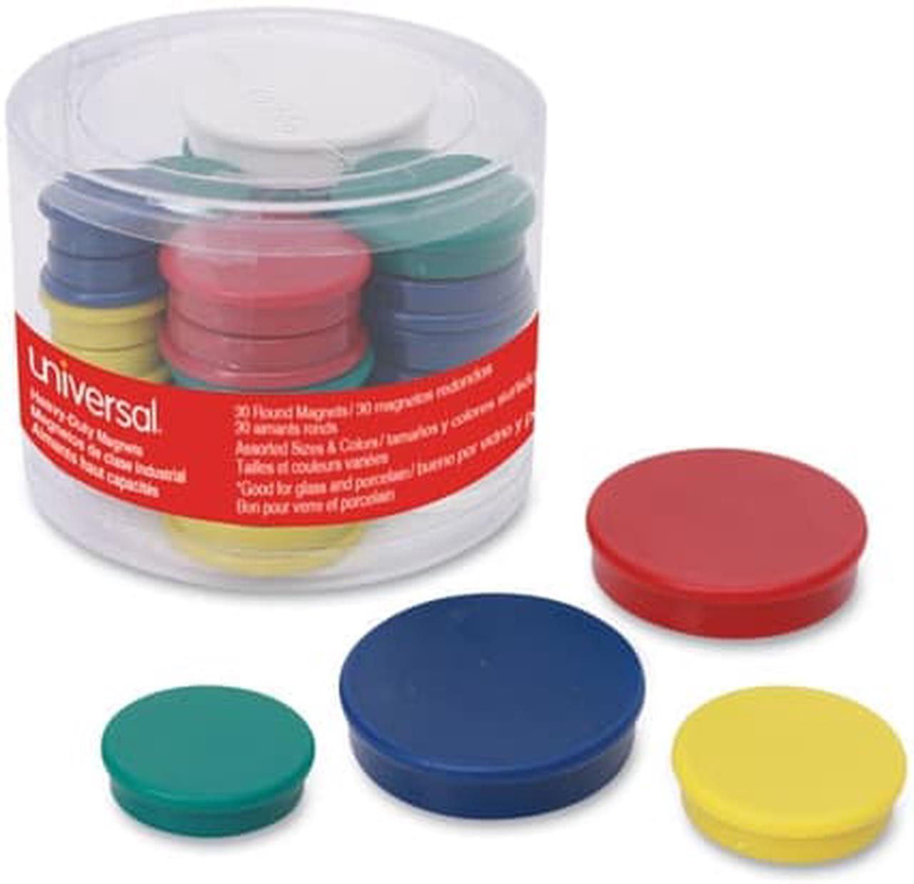 Alt view image 4 of 9 - Universal Assorted Magnets Plastic 5/8" dia 1" dia 1 5/8" dia Asst Colors 30/Pack 31250