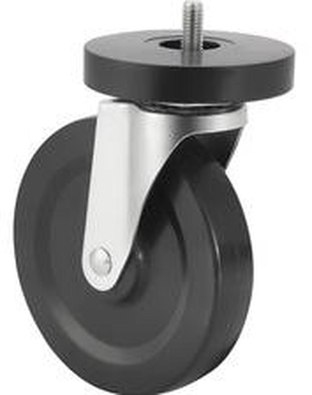 Alt view image 12 of 15 - Lorell Caster Kit 5" Wheel f/ Industr. Shelving 4/ST Black 84861