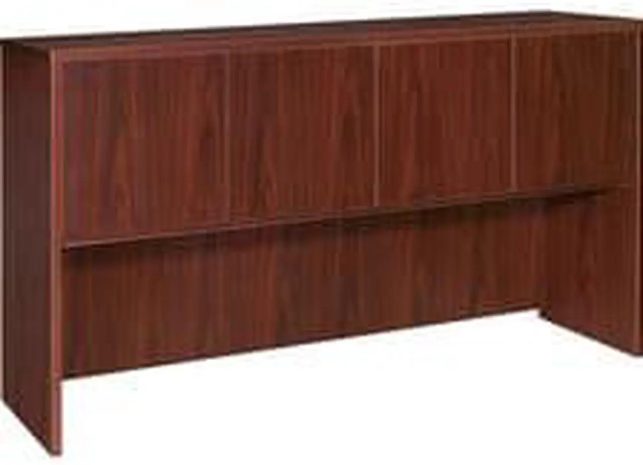 Alt view image 13 of 17 - Lorell Hutch w/Doors 66"x15"x36" Mahogany 69383