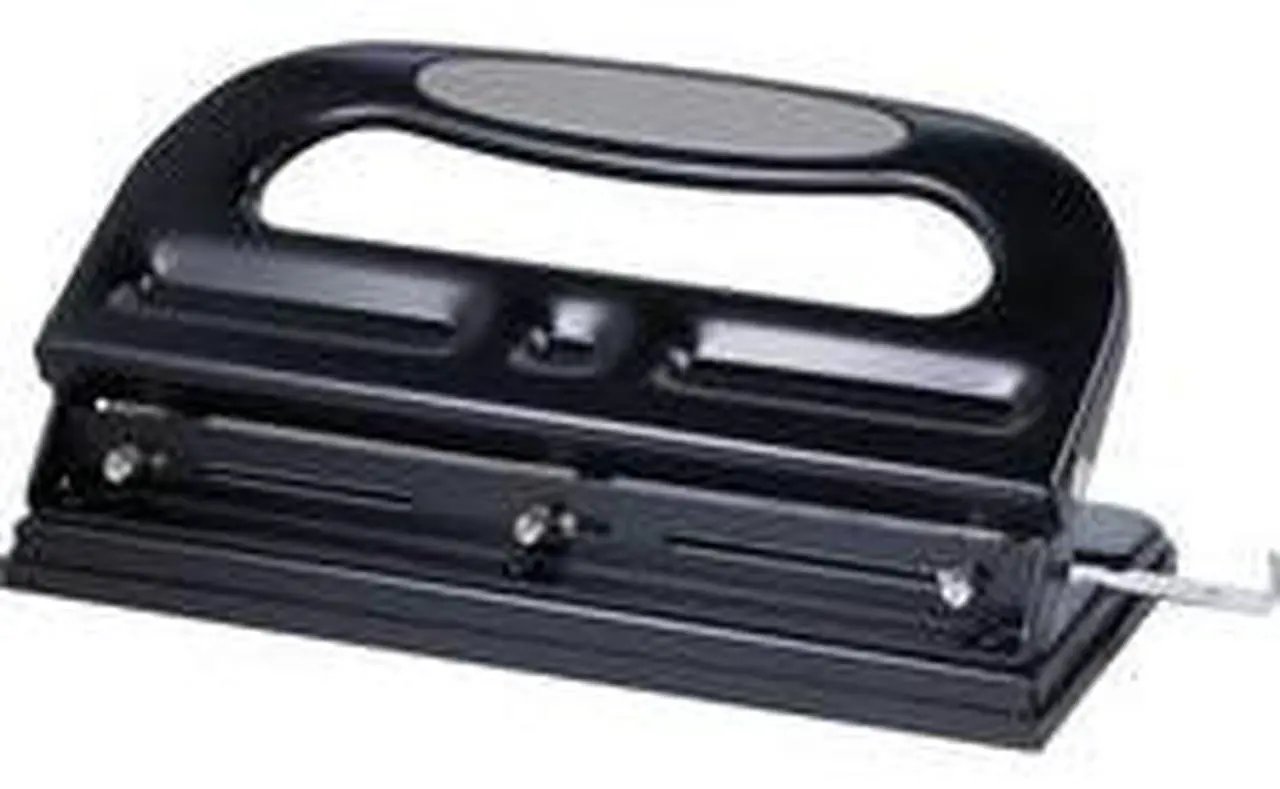 Alt view image 5 of 6 - Business Source 3-Hole Punch Heavy-Duty Adjustable 9/32" 40 Sht Cap BK 62897