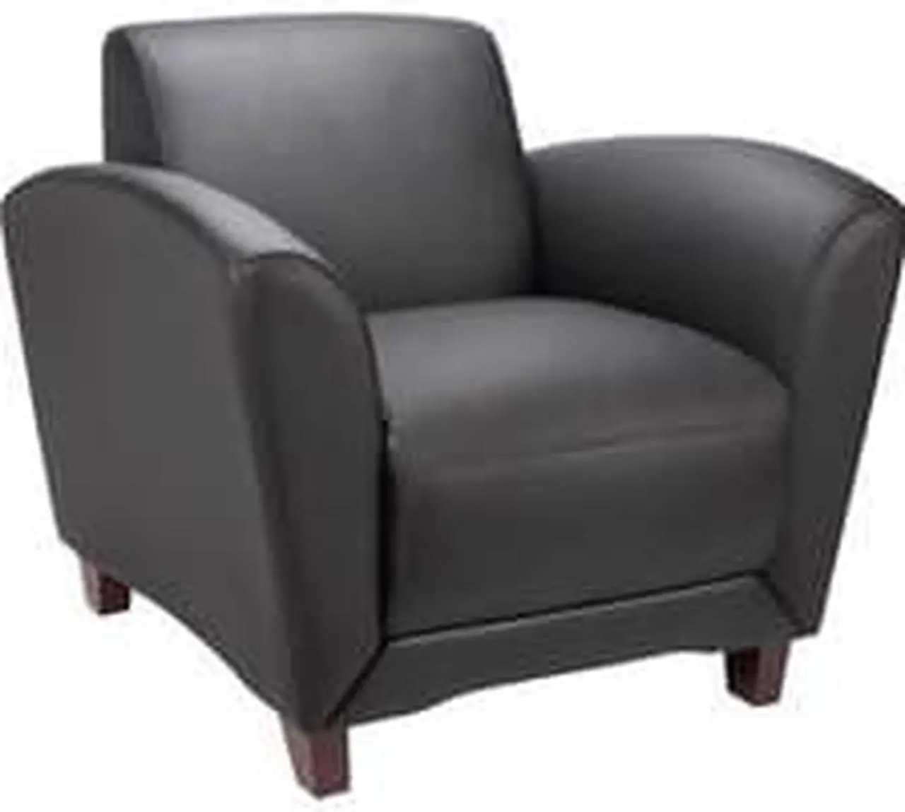 Alt view image 5 of 8 - Lorell Reception Chair Bonded 36"x34-1/2"x31-1/4" Black Leather 68952