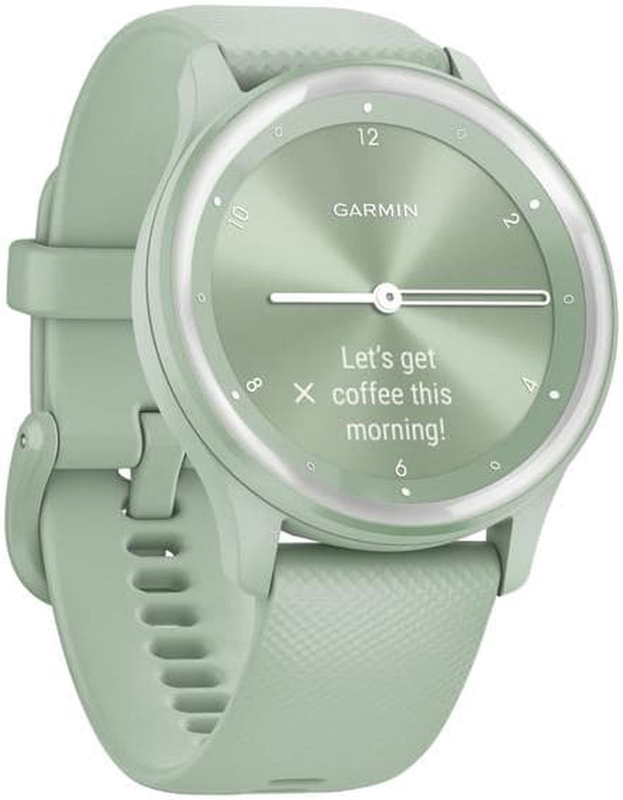 Alt view image 2 of 3 - Garmin vívomove Sport - Cool Mint Case and Silicone Band with Silver Accents | Hybrid Smart Watch 010-02566-03