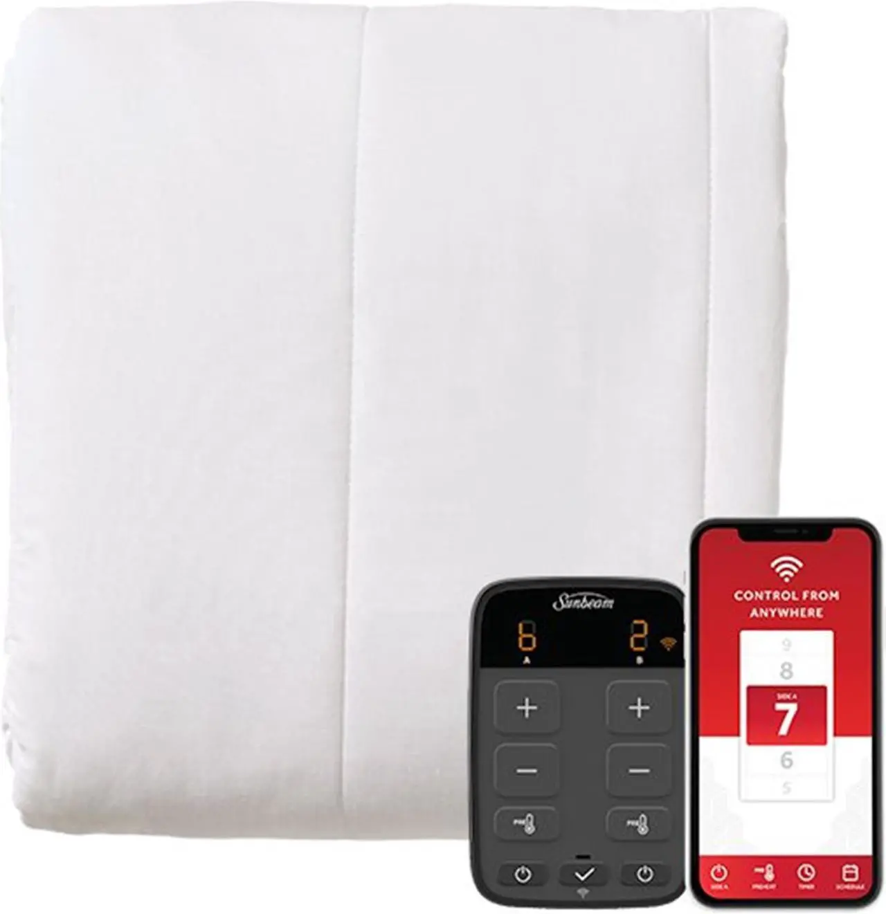 Alt view image 4 of 4 - Sunbeam Queen Size Electric Mattress Pad with Dual Digital Controller and Wi-Fi Connection