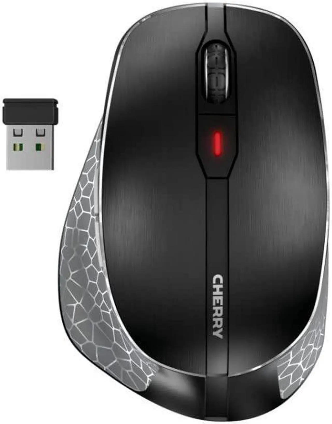 Alt view image 16 of 16 - CHERRY MW 8C ERGO Rechargeable Wireless Mouse - Optical - Wireless - Bluetooth/Radio Frequency - 2.48 GHz - Yes - Black - USB - 3200 dpi - Scroll Wheel - 6 Button(s) - Medium/Large Hand/Palm Size - Ri