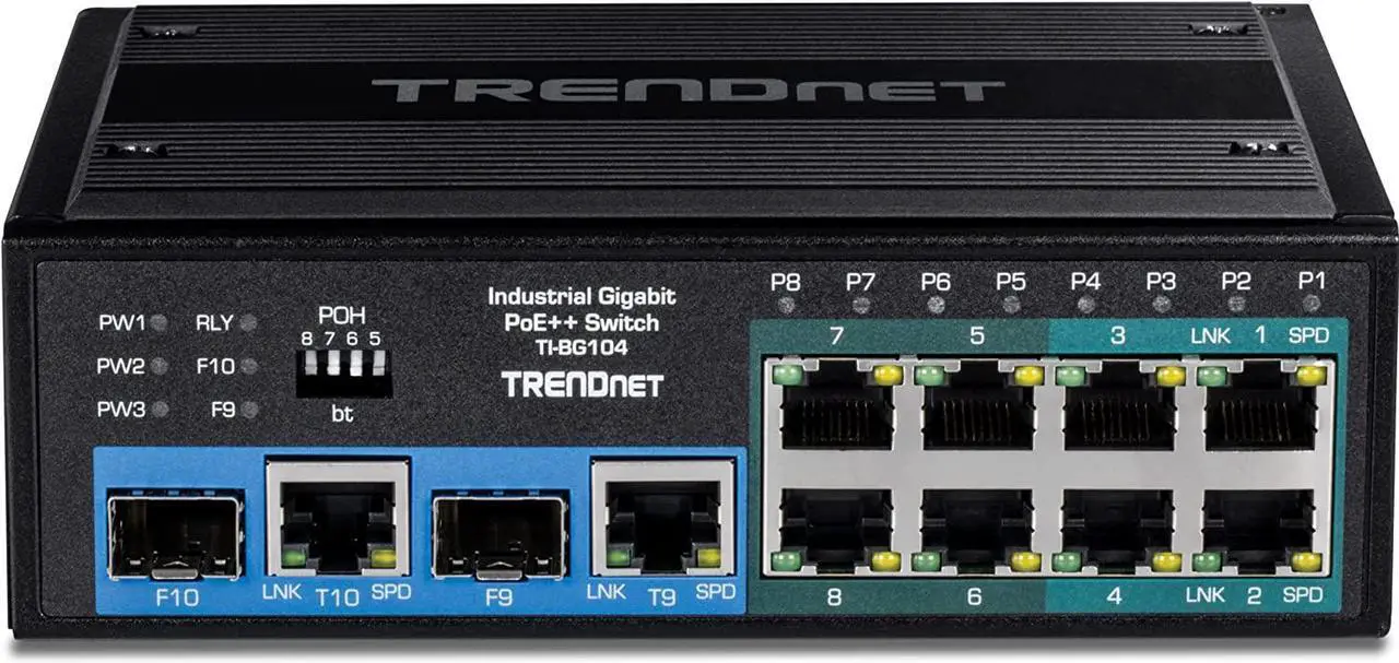 Alt view image 17 of 20 - TRENDnet  TI-BG104,10-Port Industrial Gigabit PoE++ DIN-Rail Switch