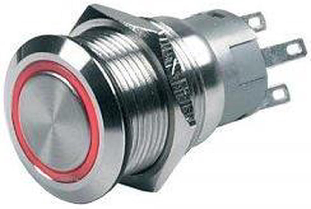 Alt view image 2 of 2 - BEP Push-Button Switch 12V Momentary On/Off - Red LED