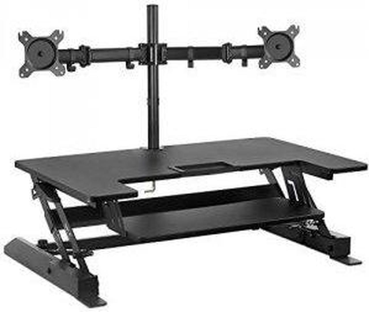 Alt view image 15 of 15 - Mount-It! Standing Desk Converter with Bonus Dual Monitor Mount Included | Wide 36 Inch Platform