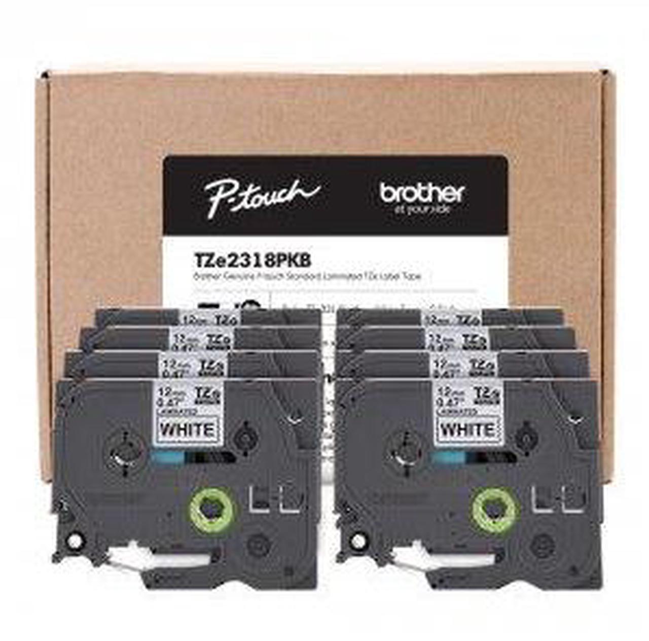 Alt view image 8 of 15 - Brother P-touch TZe-231 Laminated Label Maker Tape 1/2" x 26-2/10' Black on White 8/Pack (TZe-2318PKB) TZE-2318PKB