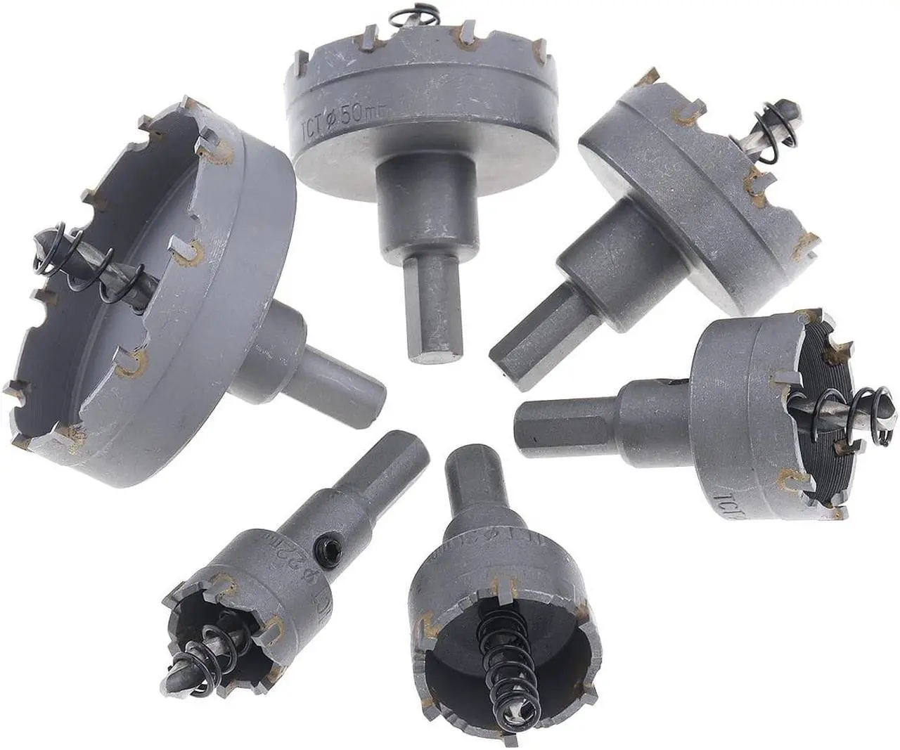 Alt view image 4 of 7 - 6 pcs Set Stainless Steel HSS Hole Saw Tool Kit Carbide Tip TCT Core Drill Bits Hole Saw for Metal / Alloy / Stainless Steel / Cutter / Power Tool