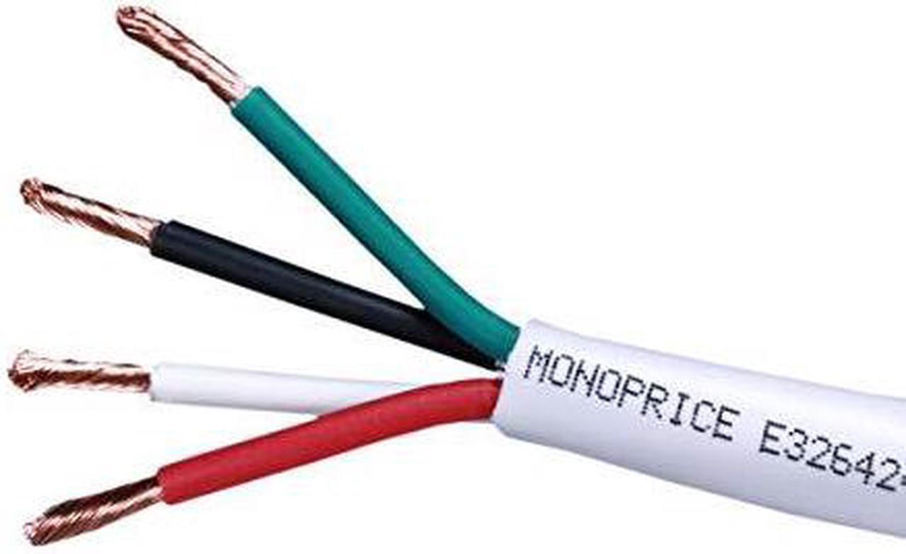 Monoprice Speaker Wire, CL2 Rated, 4-Conductor, 16AWG, 1000ft, White