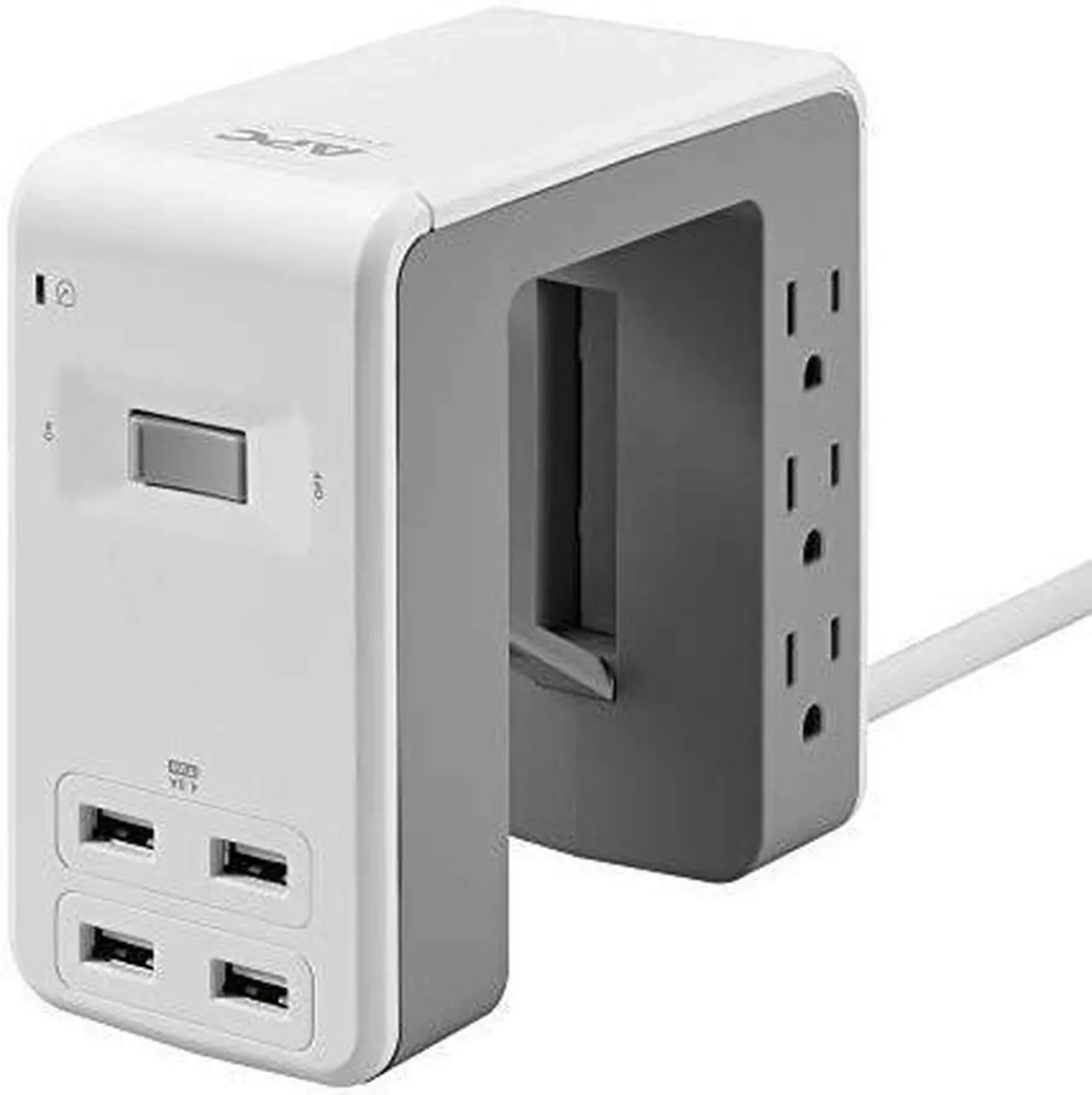 Alt view image 6 of 9 - APC Desk Mount Power Station, 6 Outlet U-Shaped Surge Protector, 1080 Joule of Surge Protection with 4 USB A Charging Ports (PE6U4W)