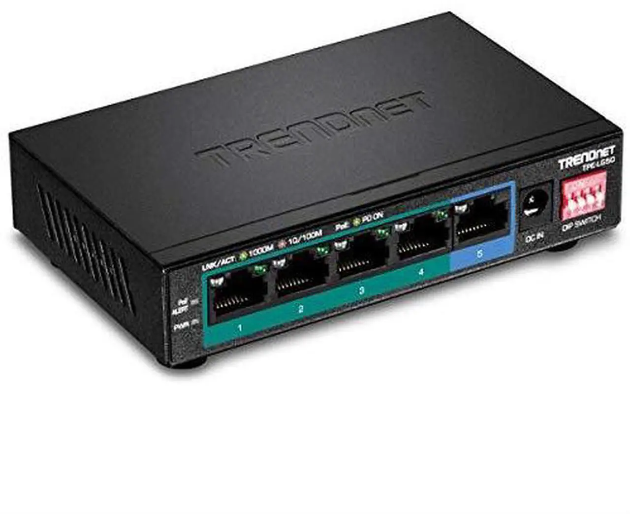 Alt view image 9 of 20 - TRENDnet 5-Port Gigabit Long Range PoE+ Switch, 4 x Gigabit PoE+ Ports, 1 x Gigabit Port, 32W PoE Budget, 10Gbps Switching Capacity, Extends PoE+ 200m (656 ft), Lifetime Protection, Black, TPE-LG50