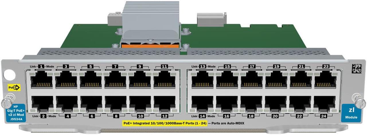 Main image of Factory Sealed Renew HPE 24-Port GIG-T PoE+ V2 ZL Module (J9534A)