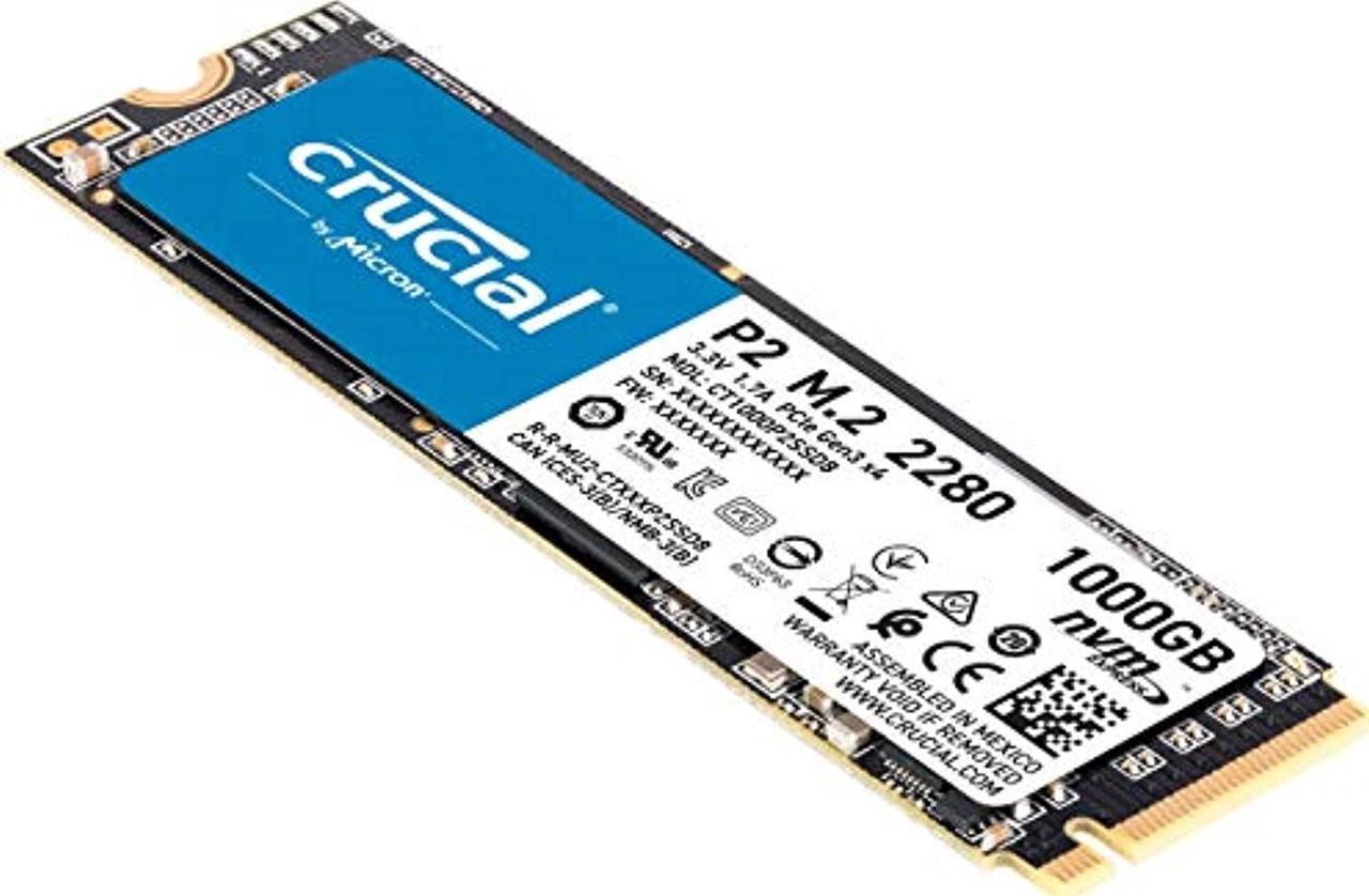 Alt view image 2 of 5 - Crucial P2 1TB 3D NAND NVMe PCIe M.2 SSD Up to 2400MB/s - CT1000P2SSD8 (CT1000P2SSD8)