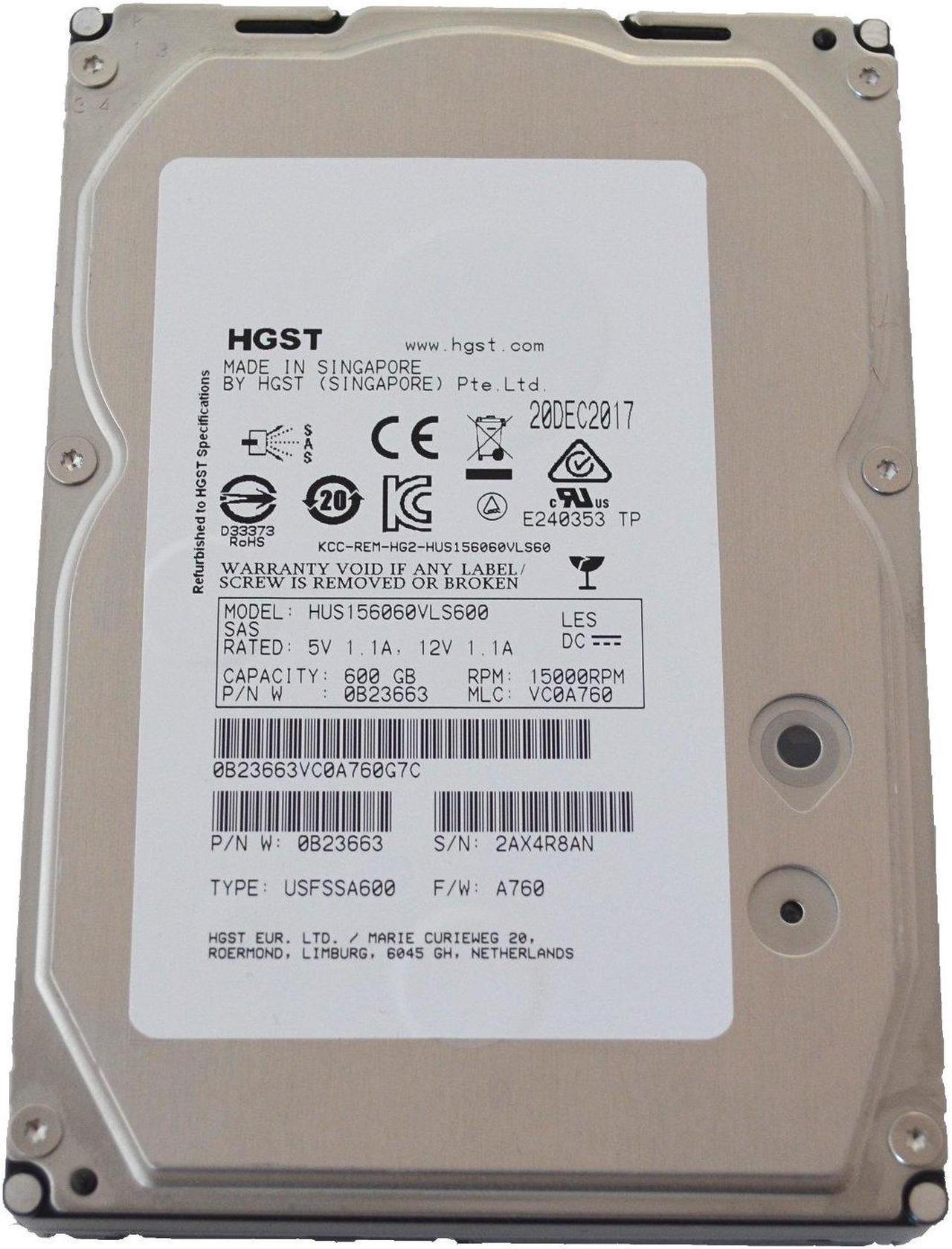 Alt view image 4 of 7 - HGST Ultrastar 15K600 HUS156060VLS600 600GB 15000 RPM 64MB Cache SAS 6Gb/s 3.5" Enterprise Hard Drive Bare Drive