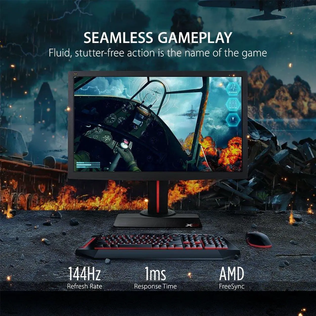 Alt view image 9 of 15 - ViewSonic XG2702 27" Full HD 1920 x 1080 144Hz 1ms (GTG) 2xHDMI DisplayPort AMD Freesync USB 3.0 Hub Anti-Glare Backlit LED Gaming Monitor