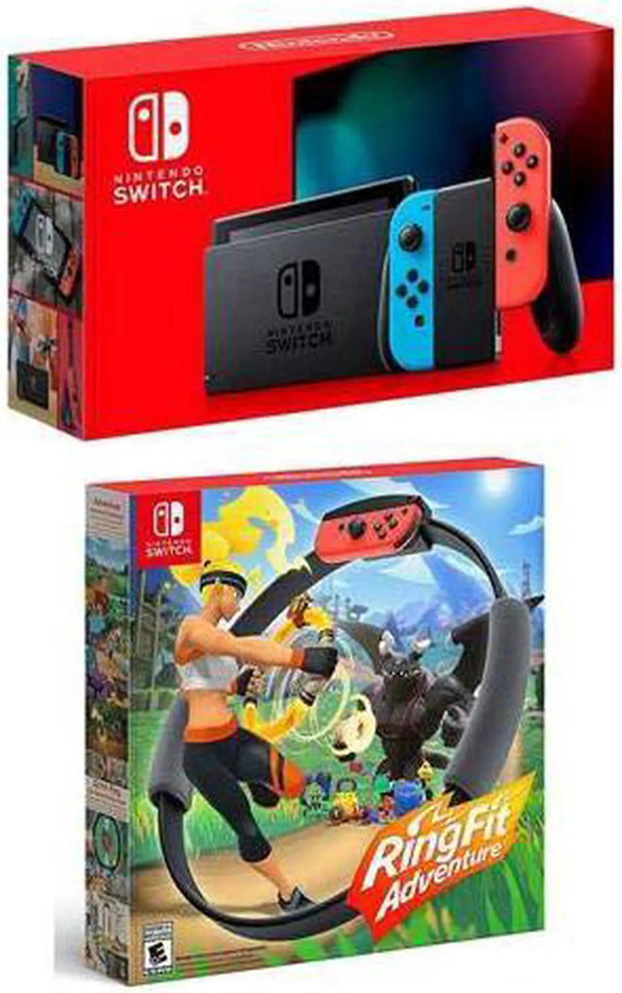 Main image of Nintendo 32GB Switch with Neon Blue & Neon Red Joy-Con Controllers Ring Fit Adventure Switch