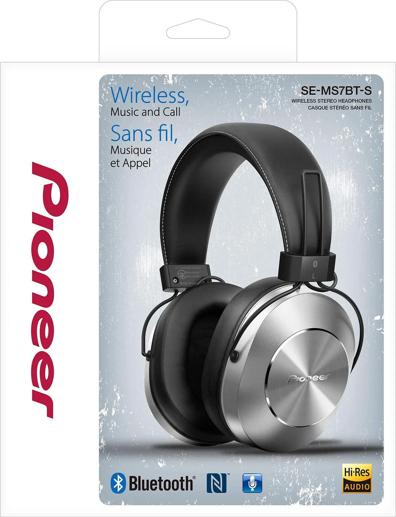 Alt view image 15 of 20 - Pioneer Bluetooth 3.0 and Hi-Res Audio Over Ear Wireless/Wired Stereo Headphone with Built-In Mic, 12 Hours Battery, Pair 8 Devices, 40mm Drivers, 1.2m Cable, 9 Hz to 22 kHz, Silver (SE-MS7BT-S)