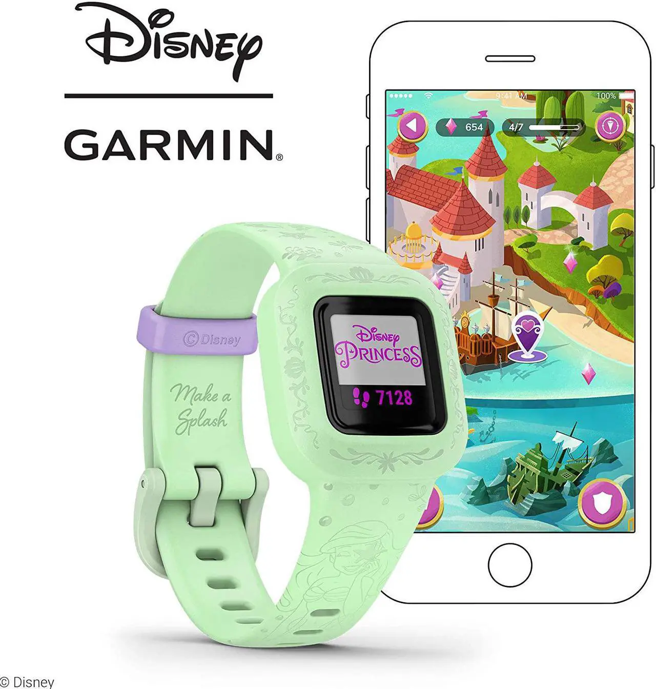 Main image of Garmin vivofit jr. 3, Fitness Tracker for Kids, Swim-Friendly, -Disney The Little Mermaid-  (010-02441-33)