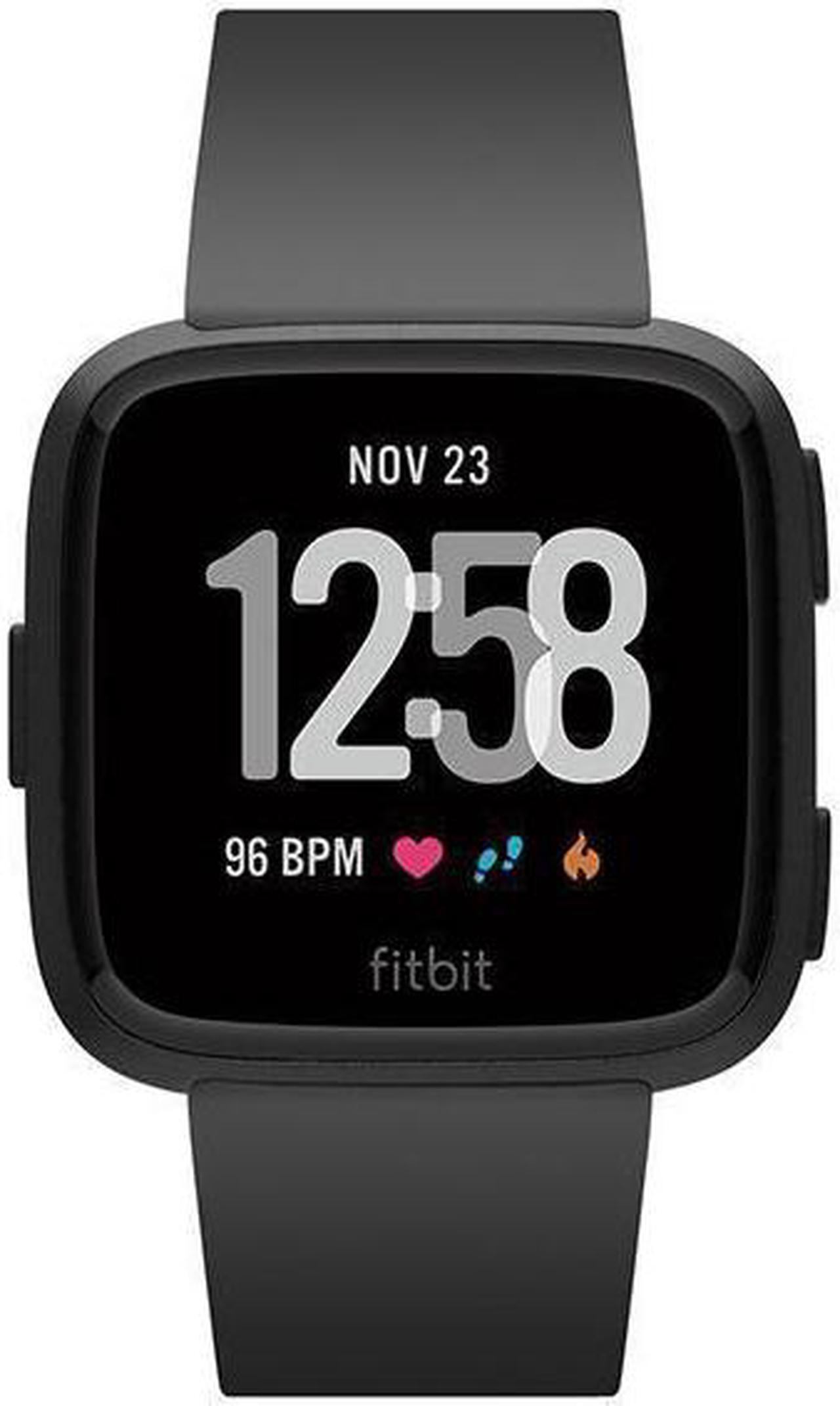 Alt view image 6 of 13 - Fitbit Versa Smart Watch Black and Black Aluminium One Size S & L Bands Included