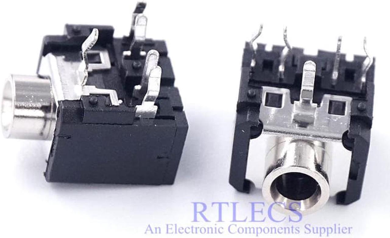 10pcs Audio Jack 3.5mm 5 Pin 3 Poles TRS Stereo Socket Internal 2 Switch DIP & Ring Switch Normally Closed Right Angle