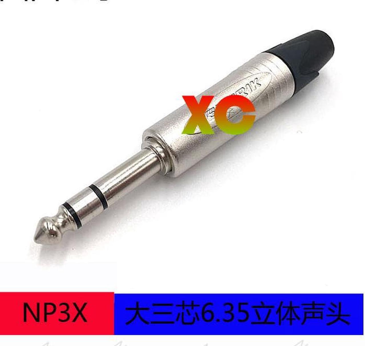 New High quality NP3X 3P 24K plated rhodium three core 3 Pole 6.35 mm 6.5mm TRS Stereo audio plug Speaker connector (1pcs)