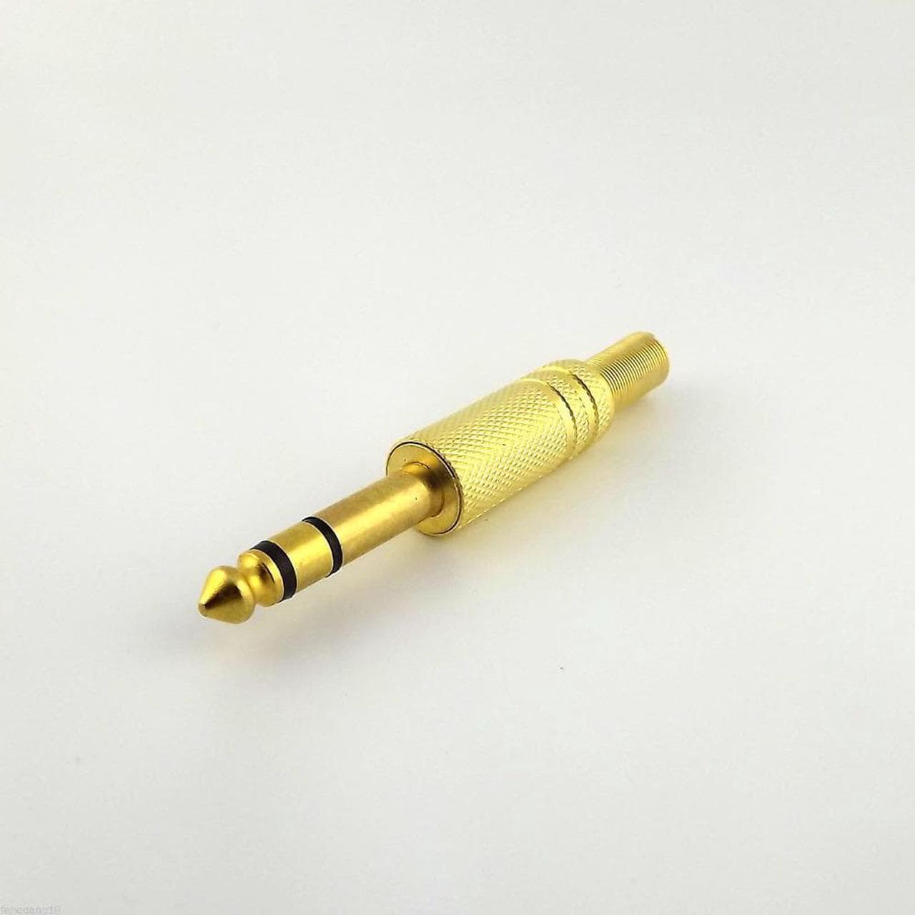 1pcs 6.35mm 1/4" Stereo Male Plug Metal Audio Cable Gold TRS Adapter Connector