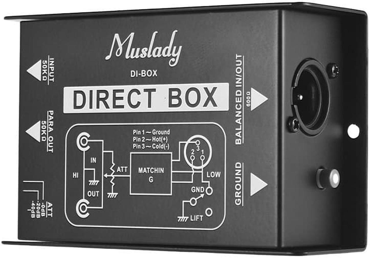 Muslady Single Channel Passive DI Box Direct Injection Audio Box Balanced & Unbalance Signal Converter with XLR TRS Interfaces (1pcs)