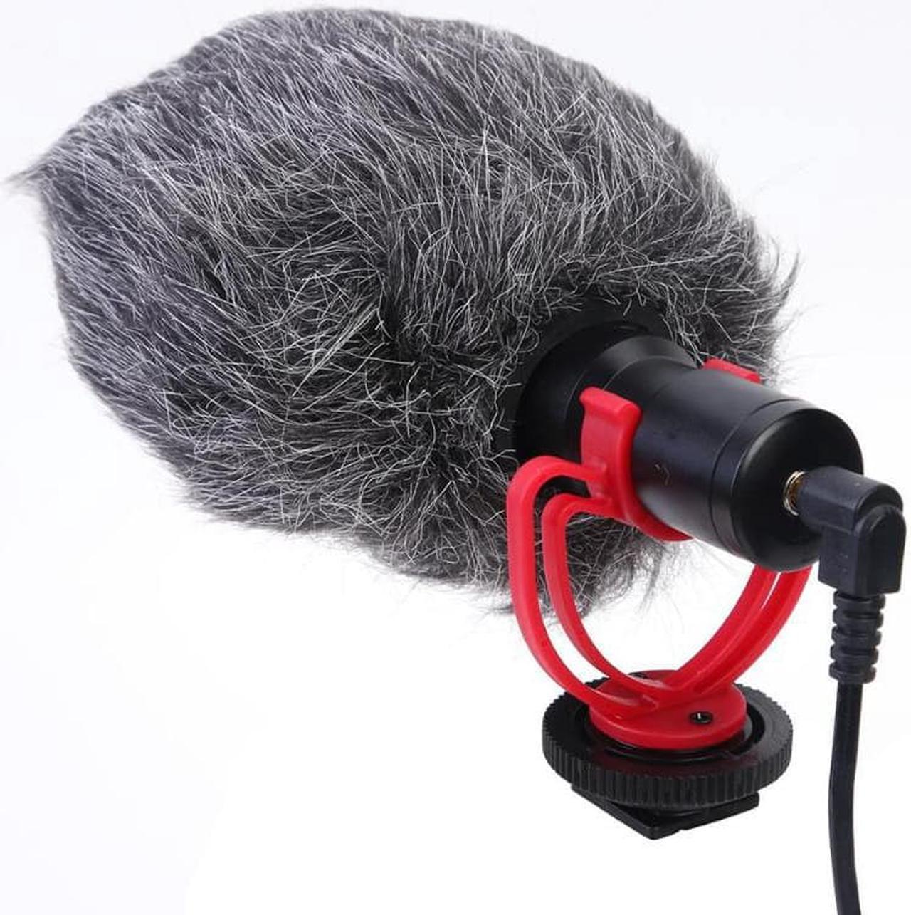 Interview Condenser Microphone Recording Mic w/ Windshield Anti Shock Mount with 3.5mm TRS/TRRS for DSLR Camera Camcorder (1pcs)