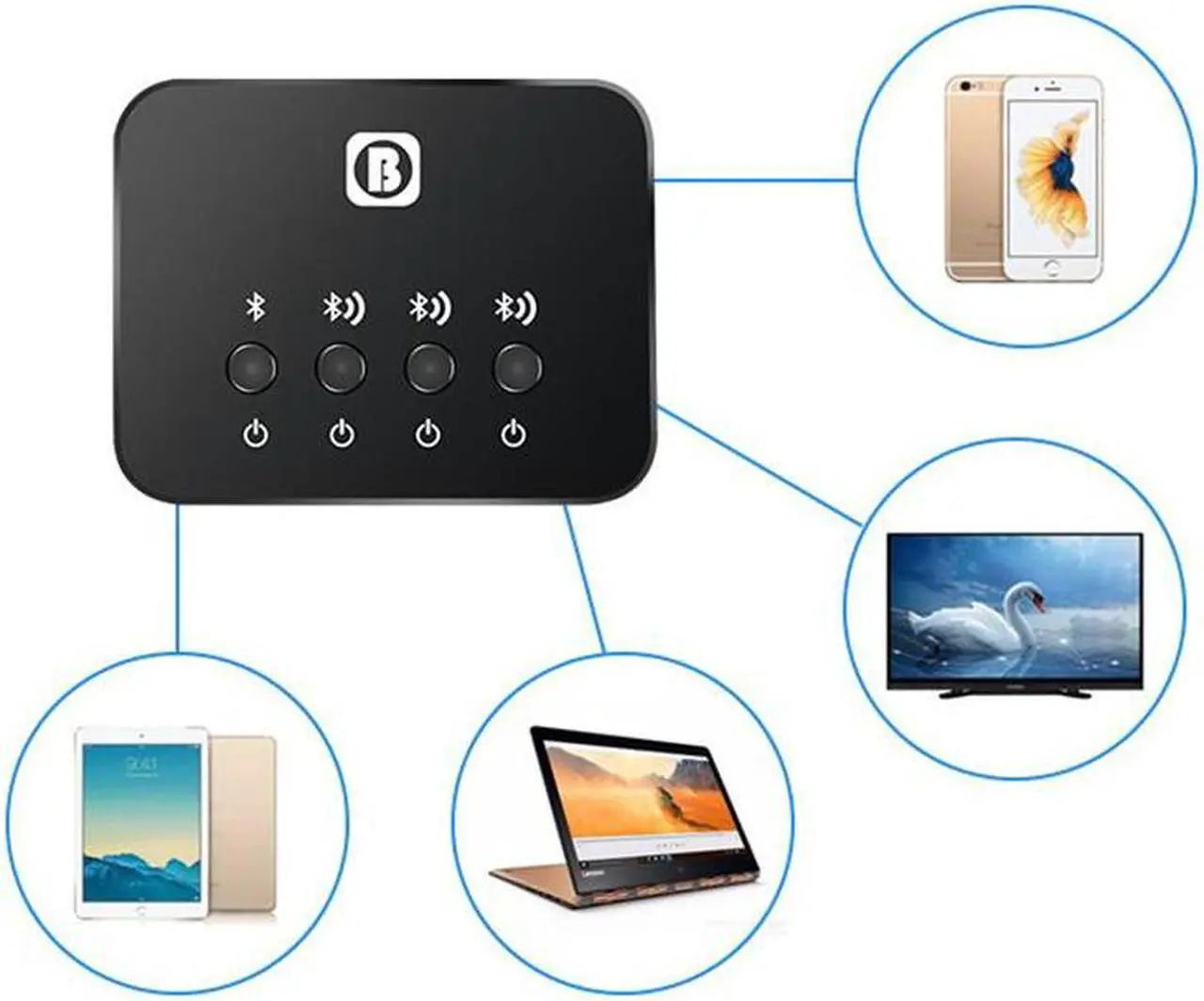 Alt view image 3 of 6 - Multifunction Optical Bluetooth Transmitter Aptx 1 to 3 Multi-pair for TV Dual Link Wireless Music Audio Adapter for Speaker