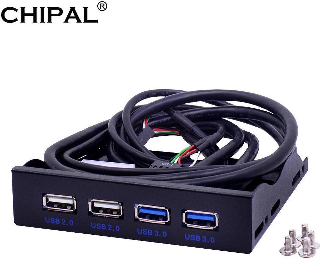 CHIPAL 4 Ports USB 2.0 USB 3.0 Front Panel Hub USB3.0 Splitter Internal Combo Bracket Adapter for PC Desktop 3.5 Inch Floppy Bay