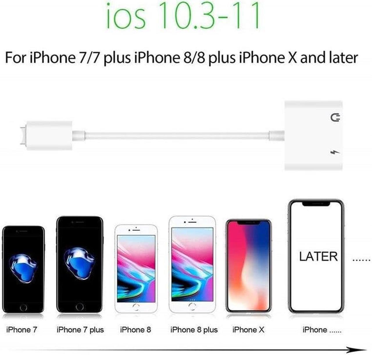 Alt view image 3 of 13 - 3.5 mm Headphone Jack Adapter For iPhone 7 8 Plus X XR XS MAX 2 in 1 Earphone Splitter Dongle Aux Audio Adaptor Charger