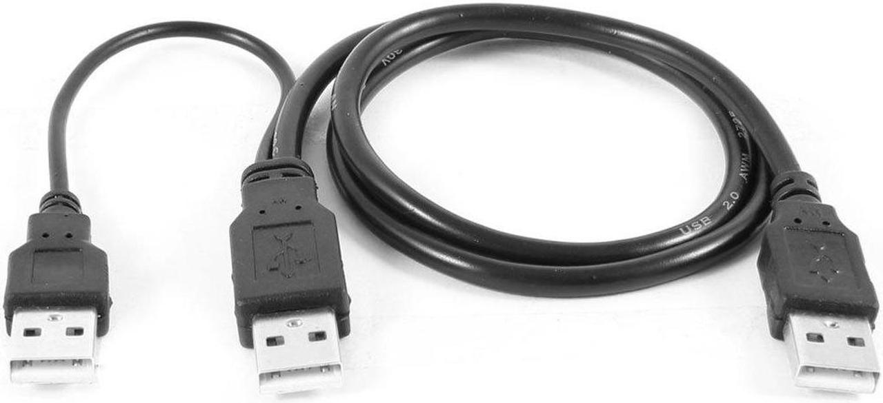 USB 2.0 Type A Male to Dual USB A Male Y Splitter Cable Cord Black