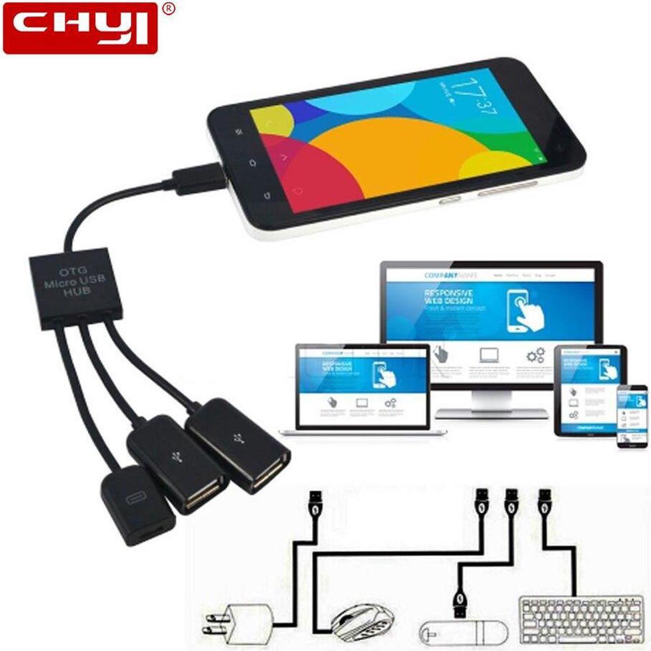 CHYI OTG To Multi Port Usb 2.0 Hub Micro Usb Splitter Combo Hab Adapter For Android Smartphone Mini Accessories For Computer PC