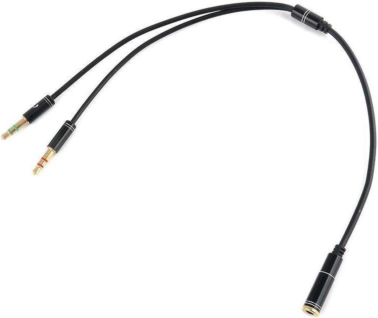 3.5mm Audio Mic Y Splitter Cable Headphone Adapter, Black