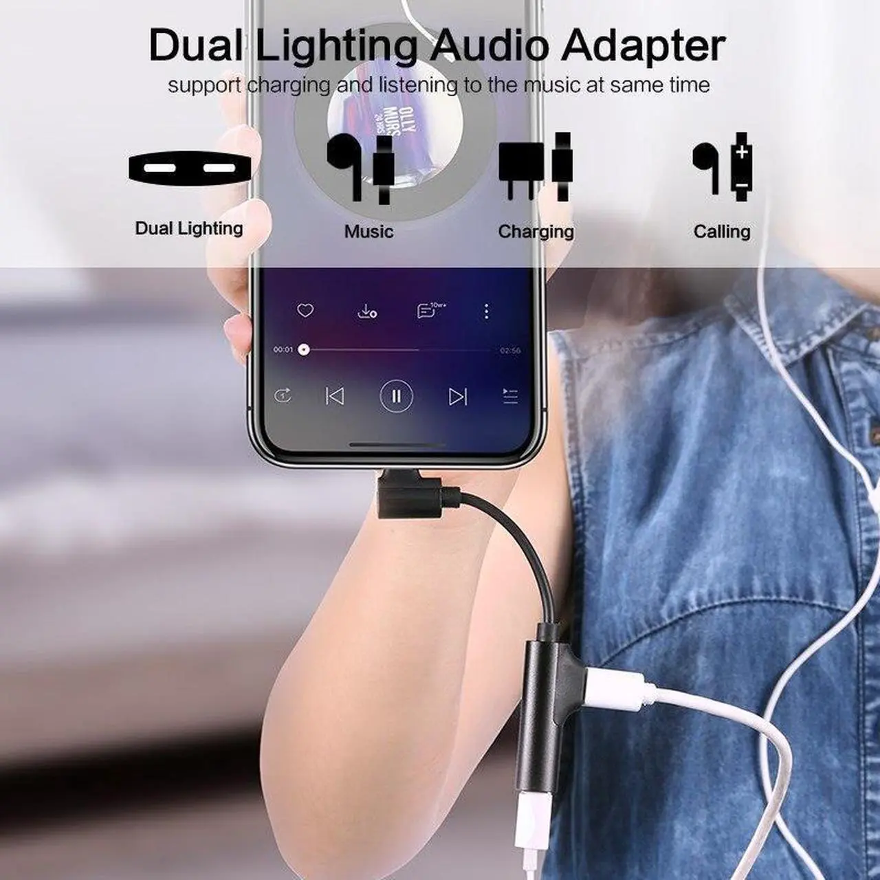 Alt view image 3 of 16 - 2 in 1 For Lightning to 3.5mm Audio Adapter Jack Charging Converter For iPhone 7 8 X Cable Splitter Headphone USB Adapter