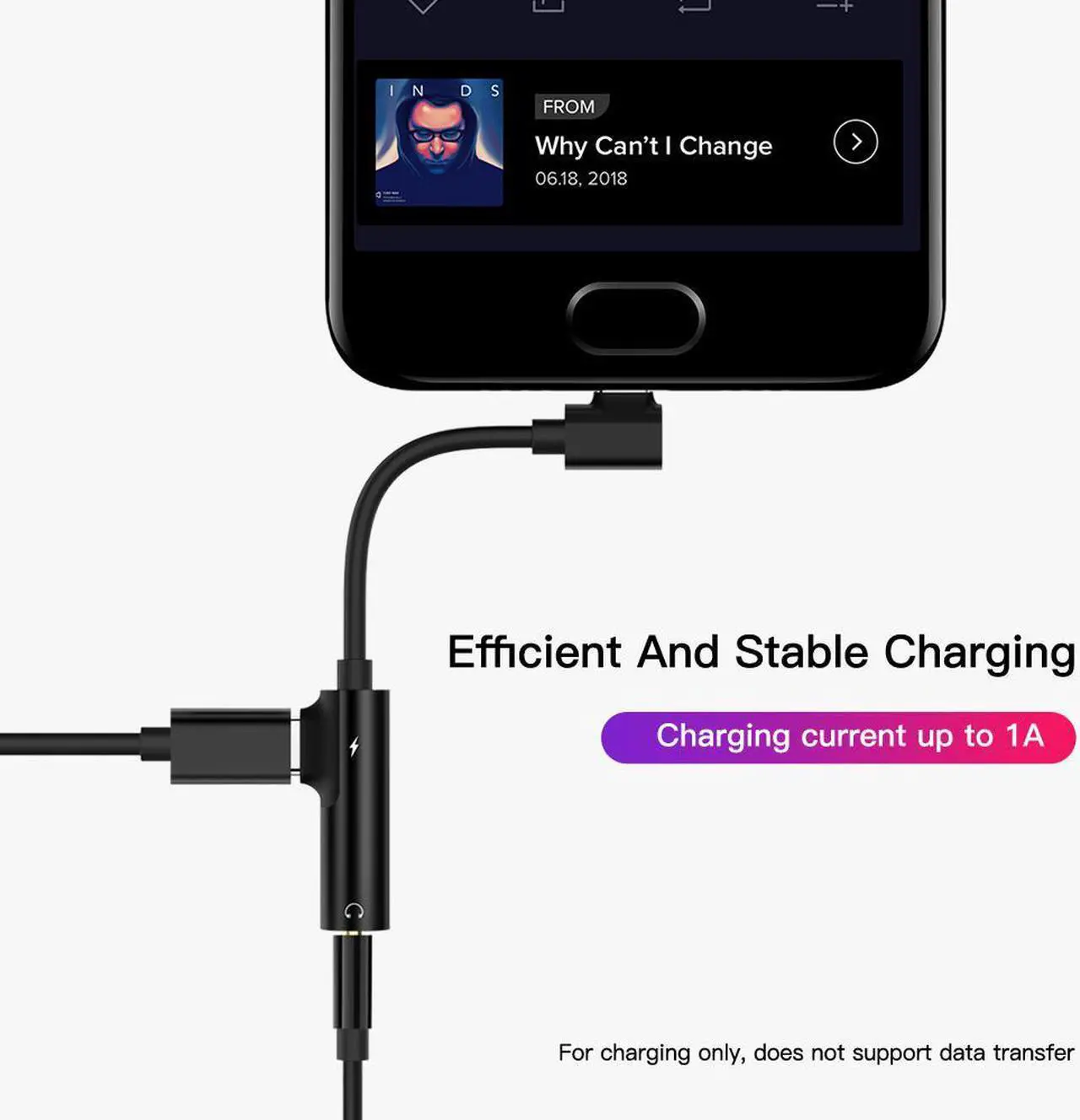 Alt view image 6 of 6 - 1Pcs Splitter Headphone Cable USB Type C To 3.5mm Jack Type C Audio Aux Adapter Charger Cord Usb c For Xiaomi Huawei Phone Converter