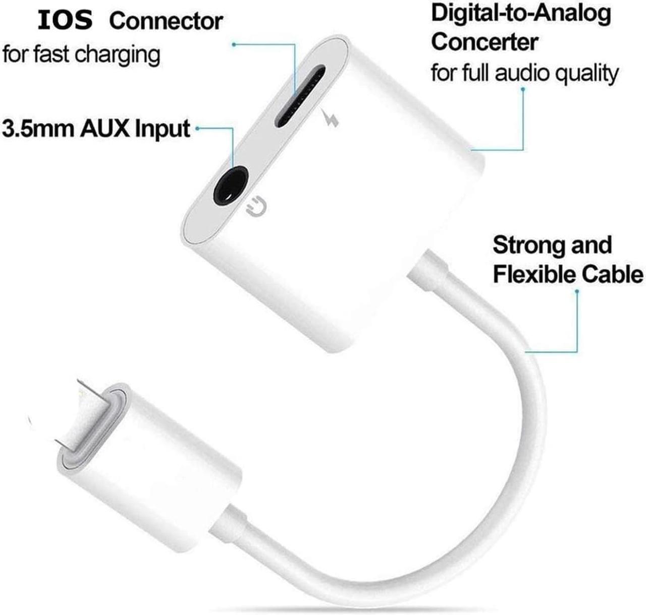 Alt view image 5 of 13 - 3.5 mm Headphone Jack Adapter For iPhone 7 8 Plus X XR XS MAX 2 in 1 Earphone Splitter Dongle Aux Audio Adaptor Charger